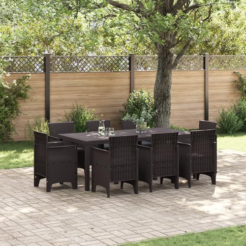 Youuihom 9-TLG. Garten Essgruppe aus Poly Rattan Braun Rechteckiger Esstisch mit 8 Stühlen und Kissen UV-beständig Wetterfest für Terrasse Garten und Outdoor Youuihom 9-TLG. Garten Essgruppe aus Poly Rattan Braun Rechteckiger Esstisch mit 8 Stühlen und Kissen UV-beständig Wetterfest für Terrasse Garten und Outdoor von Youuihom
