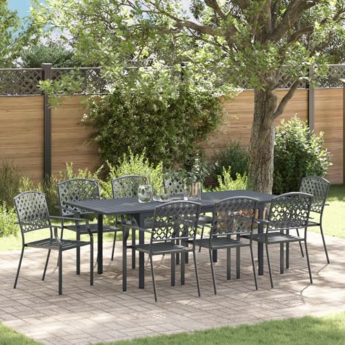 Youuihom 9-teiliges Gartenmöbel Set Anthrazit Verstellbare Stühle und Tisch aus Pulverbeschichtetem Stahl Modernes Design für Terrasse Balkon und Garten Youuihom 9-teiliges Gartenmöbel Set Anthrazit Verstellbare Stühle und Tisch aus Pulverbeschichtetem Stahl Modernes Design für Terrasse Balkon und Garten von Youuihom