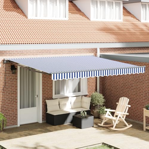 Youuihom Automatische Einziehbare Markise Blau Weiß 350x250 cm Rechteckige Klemmmarkise aus Polyester mit Manueller Rückholfunktion Perfekter Sonnenschutz für Terrasse Balkon und Garten Youuihom Automatische Einziehbare Markise Blau Weiß 350x250 cm Rechteckige Klemmmarkise aus Polyester mit Manueller Rückholfunktion Perfekter Sonnenschutz für Terrasse Balkon und Garten von Youuihom
