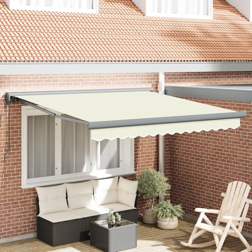 Youuihom Automatische Einziehbare Markise Creme 300x250 cm Rechteckige Balkonmarkise aus Robustem Polyesterstoff mit Verstellbarem Winkel für Terrasse Garten und Außenbereich von Youuihom
