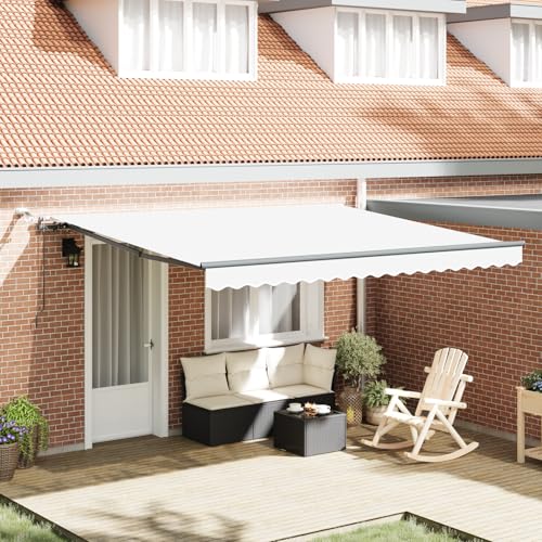 Youuihom Automatische Einziehbare Markise Weiß 400x350 cm mit LED Beleuchtung Robuste Gelenkarmmarkise aus Polyestergewebe für Terrasse Garten und Balkon Youuihom Automatische Einziehbare Markise Weiß 400x350 cm mit LED Beleuchtung Robuste Gelenkarmmarkise aus Polyestergewebe für Terrasse Garten und Balkon von Youuihom