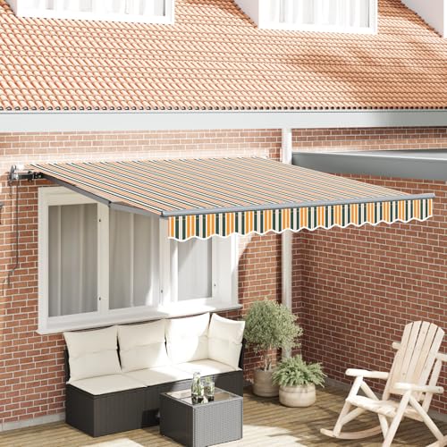 Youuihom Automatische einziehbare Markise Grün und Gelb 300x250 cm wasserabweisend für Terrasse Garten und Balkon von Youuihom