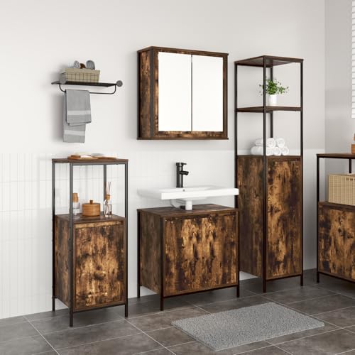 Youuihom Badezimmermöbel Set 3-TLG in Räuchereiche Modernes Design mit Waschbecken Schrank und 2 Hochschränken Stilvolle Aufbewahrungslösung für Bad WC Youuihom Badezimmermöbel Set 3-TLG in Räuchereiche Modernes Design mit Waschbecken Schrank und 2 Hochschränken Stilvolle Aufbewahrungslösung für Bad WC von Youuihom