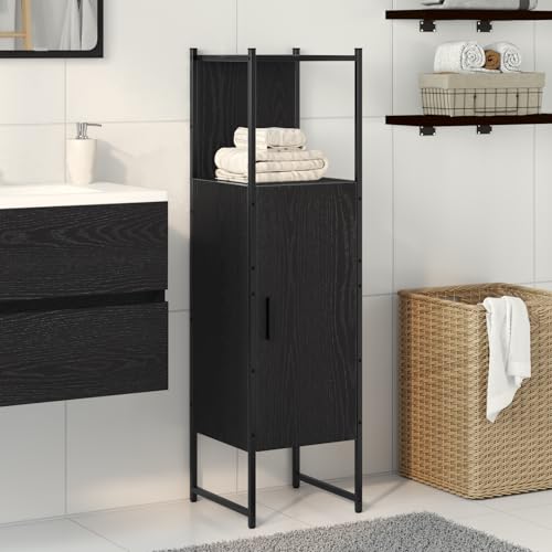 Youuihom Badezimmerschrank Schwarz Eiche 33x33x120 cm Moderner Waschtisch mit 2 Regalen Stilvolles Badmöbel aus Holzwerkstoff für kleine Badezimmer Youuihom Badezimmerschrank Schwarz Eiche 33x33x120 cm Moderner Waschtisch mit 2 Regalen Stilvolles Badmöbel aus Holzwerkstoff für kleine Badezimmer von Youuihom