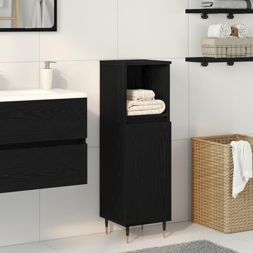 Youuihom Badezimmerschrank Schwarz Eiche Modernes Design 30x30x100 cm Massivholz mit Mattem Finish Praktischer Stauraum für Handtücher und Toilettenartikel Youuihom Badezimmerschrank Schwarz Eiche Modernes Design 30x30x100 cm Massivholz mit Mattem Finish Praktischer Stauraum für Handtücher und Toilettenartikel von Youuihom