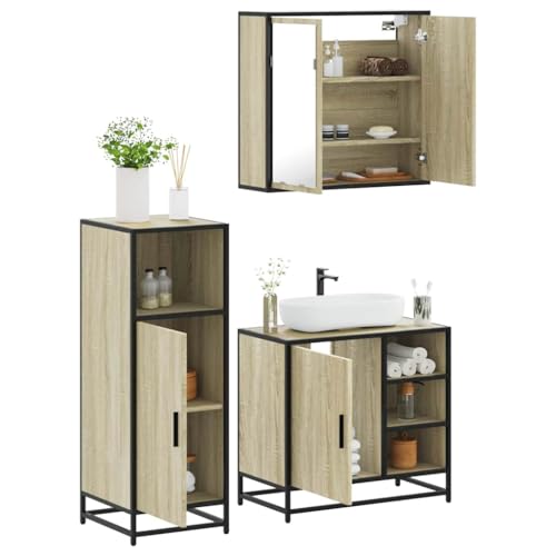 Youuihom Badezimmerschrank Set 3 teilig in Sonoma Eiche Holzwerkstoff mit Spiegel Waschbeckenunterschrank und Aufbewahrungsschrank 65 x 60 cm Stilvolles Badmöbel für modernes Badezimmer Youuihom Badezimmerschrank Set 3 teilig in Sonoma Eiche Holzwerkstoff mit Spiegel Waschbeckenunterschrank und Aufbewahrungsschrank 65 x 60 cm Stilvolles Badmöbel für modernes Badezimmer von Youuihom