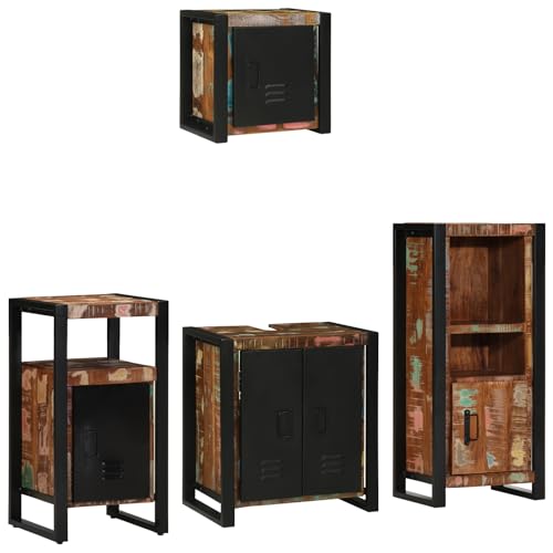Youuihom Badezimmerschrank Set 4 Teile aus recyceltem Massivholz mit Industrie-Look 55 x 35 x 60 cm Stauraum & Praktikabilität für Moderne Badezimmer Youuihom Badezimmerschrank Set 4 Teile aus recyceltem Massivholz mit Industrie-Look 55 x 35 x 60 cm Stauraum & Praktikabilität für Moderne Badezimmer von Youuihom
