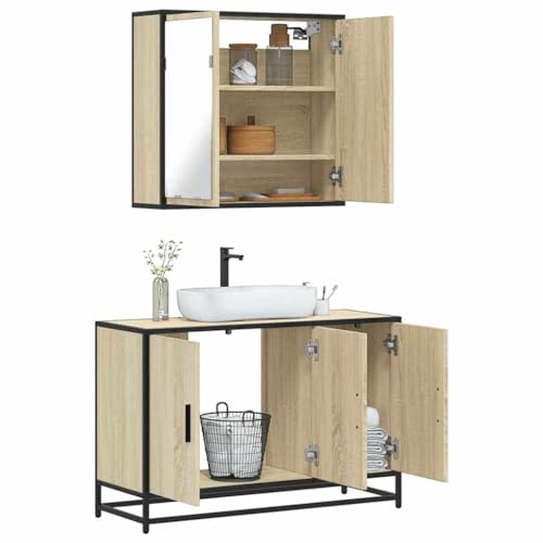 Youuihom Badezimmerschrank Set Sonoma Eiche 2 teilig Spiegelschrank 65 cm & Waschbeckenunterschrank 90 cm Modernes Badmöbel mit Stauraum Langlebiges Holzwerkstoff Design für Kleine Bäder Youuihom Badezimmerschrank Set Sonoma Eiche 2 teilig Spiegelschrank 65 cm & Waschbeckenunterschrank 90 cm Modernes Badmöbel mit Stauraum Langlebiges Holzwerkstoff Design für Kleine Bäder von Youuihom
