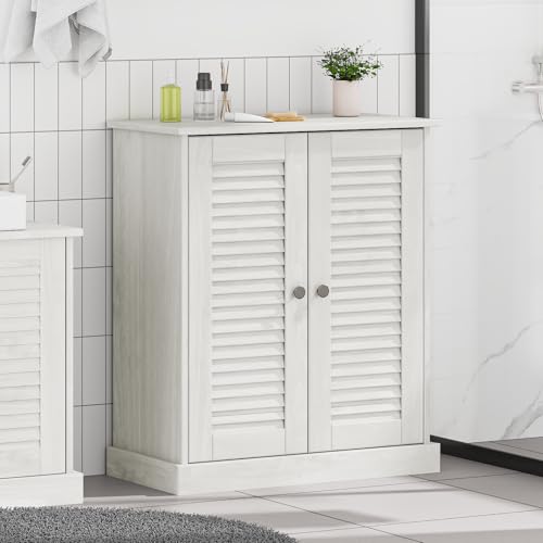 Youuihom Badezimmerschrank Weiß 68 x 34 x 80 cm Massivholz Kiefer mit Praktischem Stauraum und Elegantem Design für Badezimmer WC und Flur von Youuihom