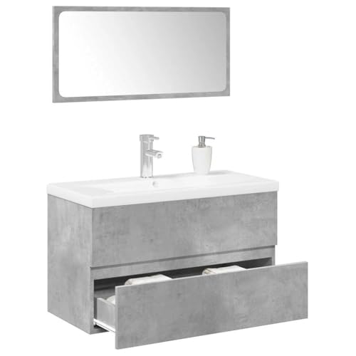 Youuihom Badezimmerschrank mit Spiegel und Waschbecken Betongrau 80 x 38,5 x 45 cm Holzwerkstoff Keramik Waschbecken mit Überlauf Wandmontage Stauraum für Badutensilien Youuihom Badezimmerschrank mit Spiegel und Waschbecken Betongrau 80 x 38,5 x 45 cm Holzwerkstoff Keramik Waschbecken mit Überlauf Wandmontage Stauraum für Badutensilien von Youuihom