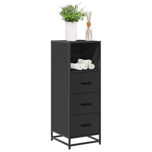 Youuihom Badschrank Schwarz 35x37,5x100 cm Moderner Badezimmerschrank mit Metallrahmen Starker Stauraum für Waschbeckenunterschrank und Badmöbel von Youuihom