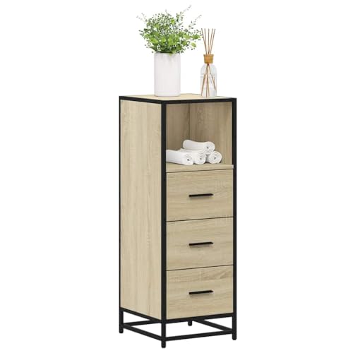 Youuihom Badschrank Sonoma-Eiche 35x37,5x100 cm Holzwerkstoff mit Metallrahmen Starker Stauraum für Badezimmer Organisiert & Pflegeleicht von Youuihom