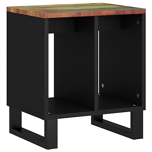 Youuihom Beistelltisch aus recyceltem Altholz 40 x 31 x 46 cm mit Metallbeinen und 2 offenen Fächern Robuster Nachttisch oder Sideboard für Schlafzimmer und Wohnzimmer von Youuihom
