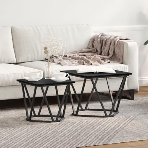 Youuihom Beistelltische Set 2 Stück Schwarz Sechseckig Modern Couchtisch Metall Holz für Wohnzimmer Kompakt Stilvoll Youuihom Beistelltische Set 2 Stück Schwarz Sechseckig Modern Couchtisch Metall Holz für Wohnzimmer Kompakt Stilvoll von Youuihom