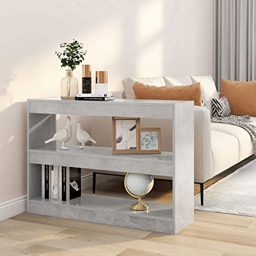 Youuihom Betongrau Bücherregal Raumteiler 100x30x72 cm Schmal Regal aus Holzwerkstoff mit Klassischem Design für zusätzlichen Stauraum in Wohnzimmer Flur von Youuihom