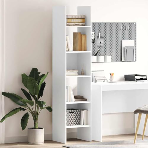 Youuihom Bücherregal Weiß Holzwerkstoff 40x35x180 cm Schmal Hoch Regal mit 5 Fächern Modernes Design für Wohnzimmer Aufbewahrung Youuihom Bücherregal Weiß Holzwerkstoff 40x35x180 cm Schmal Hoch Regal mit 5 Fächern Modernes Design für Wohnzimmer Aufbewahrung von Youuihom