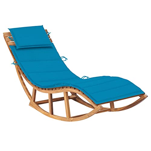 Youuihom Campingliege Liegestühle für draußen Balkonliege Schaukelliege mit Auflage Massivholz Teak Geeignet für Strand, Camping, Pool, Terrasse, Rasen von Youuihom