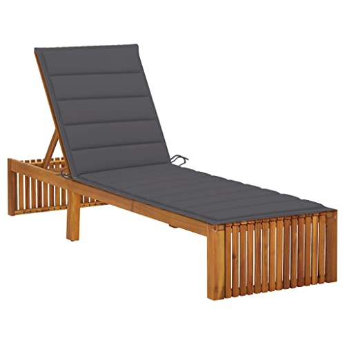 Youuihom Campingliege Liegestühle für draußen Balkonliege Sonnenliege mit Auflage Akazie Massivholz Geeignet für Strand, Camping, Pool, Terrasse, Rasen von Youuihom