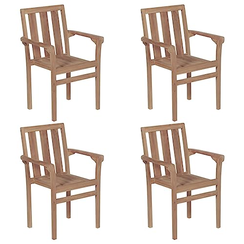 Youuihom Campingstuhl Balkonstuhl Stühle für draußen Stapelbare Gartenstühle 4 STK. Massivholz Teak Geeignet für Pool, Garten, Rasen, Outdoor von Youuihom