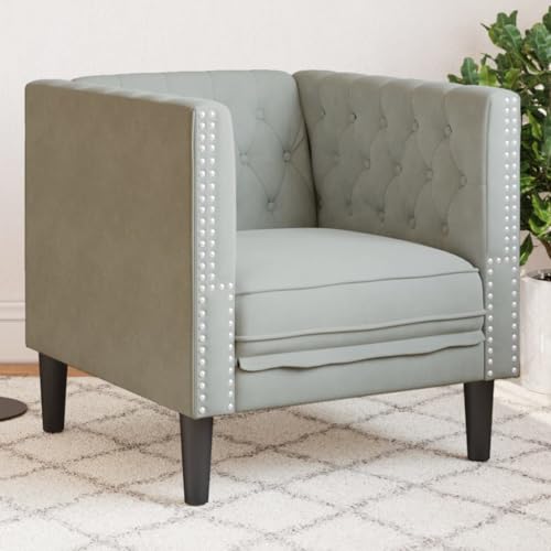 Youuihom Chesterfield-Sessel Hellgrau Samt Küchensofa Outdoor Sofa Sessel Wohnzimmer Cauchsofa für Wohnzimmer Jugendzimmer Esszimmer Balkon von Youuihom
