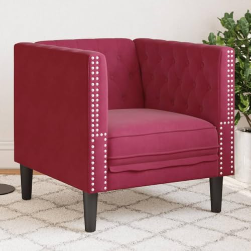 Youuihom Chesterfield-Sessel Weinrot Samt Küchensofa Outdoor Sofa Sessel Wohnzimmer Cauchsofa für Wohnzimmer Jugendzimmer Esszimmer Balkon von Youuihom