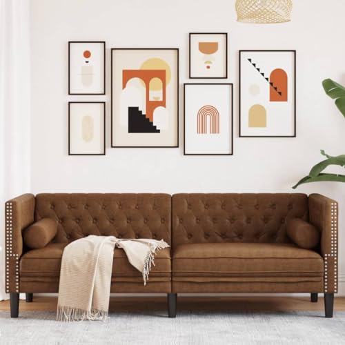 Youuihom Chesterfield-Sofa 3-Sitzer Braun Kunstleder in Wildleder-Optik Küchensofa Outdoor Sofa Sessel Wohnzimmer Cauchsofa für Wohnzimmer Jugendzimmer Esszimmer Balkon von Youuihom