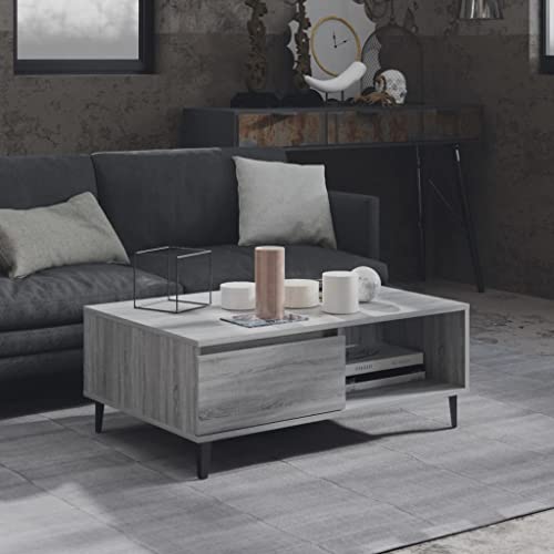 Youuihom Couchtisch Grau Sonoma 90x60x35 cm Holzwerkstoff Metallbeine Moderner Beistelltisch für Wohnzimmer Couchbereich mit Ablageflächen Youuihom Couchtisch Grau Sonoma 90x60x35 cm Holzwerkstoff Metallbeine Moderner Beistelltisch für Wohnzimmer Couchbereich mit Ablageflächen von Youuihom