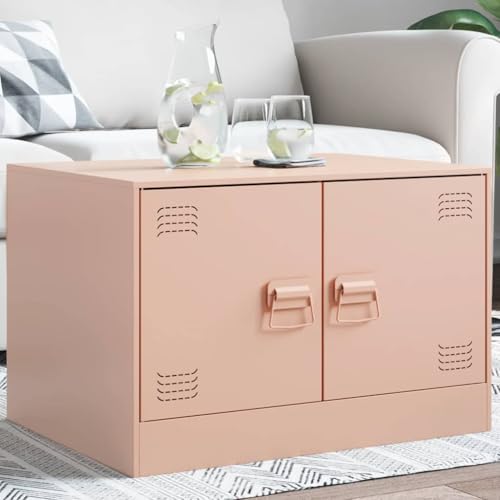Youuihom Couchtisch Rosa aus Stahl 67x50x44 cm mit Stauraum Modernes Design für Wohnzimmer und Schlafzimmer von Youuihom