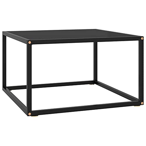Youuihom Couchtisch Schwarz mit Schwarzem Glas 60x60x35 cm Moderner Praktischer Beistelltisch für Wohnzimmer Robust und Langlebig von Youuihom