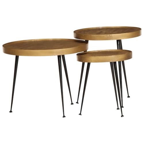 Youuihom Couchtisch Set Golden 3 Stück Holzwerkstoff Metall Beistelltisch für Wohnzimmer Schlafzimmer Stilvoll und Robust Youuihom Couchtisch Set Golden 3 Stück Holzwerkstoff Metall Beistelltisch für Wohnzimmer Schlafzimmer Stilvoll und Robust von Youuihom