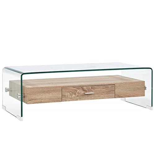 Youuihom Couchtisch Transparent 98x45x31 cm mit Schublade und Regal aus gehärtetem Sicherheitsglas, schmaler Beistelltisch für Wohnzimmer oder Schlafzimmer Youuihom Couchtisch Transparent 98x45x31 cm mit Schublade und Regal aus gehärtetem Sicherheitsglas, schmaler Beistelltisch für Wohnzimmer oder Schlafzimmer von Youuihom