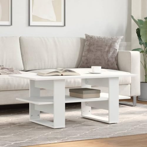 Youuihom Couchtisch Weiß 102x55x42 cm Holzwerkstoff mit Stauraum, Moderner Beistelltisch für Wohnzimmer und Flur von Youuihom
