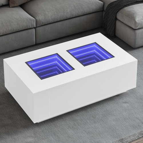 Youuihom Couchtisch mit Infinity LED Spiegel Weiß 116x69x40 cm aus Holzwerkstoff und Glas mit RGB-Beleuchtung stabil und vielseitig für Wohnzimmer Schlafzimmer als Beistelltisch oder Nachttisch Youuihom Couchtisch mit Infinity LED Spiegel Weiß 116x69x40 cm aus Holzwerkstoff und Glas mit RGB-Beleuchtung stabil und vielseitig für Wohnzimmer Schlafzimmer als Beistelltisch oder Nachttisch von Youuihom