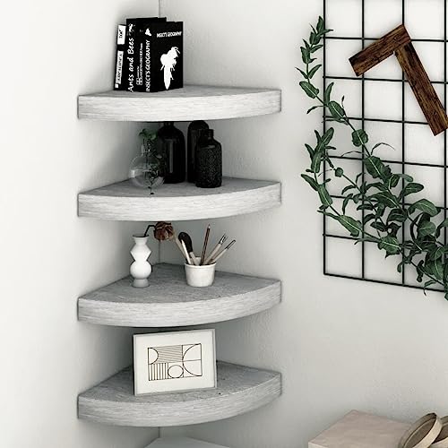 Youuihom Eck-Schweberegale Wandregal 4 Stück Betongrau 25x25x3,8 cm MDF Metall Waben Design Unsichtbare Montage für Bücher Deko in Wohnzimmer Bad Küche Youuihom Eck-Schweberegale Wandregal 4 Stück Betongrau 25x25x3,8 cm MDF Metall Waben Design Unsichtbare Montage für Bücher Deko in Wohnzimmer Bad Küche von Youuihom