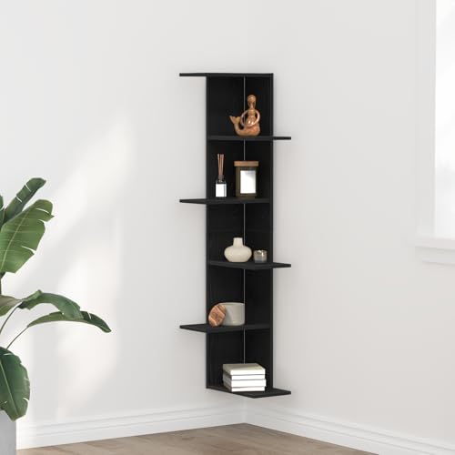 Youuihom Eck Wandregal Schwarz Eiche 36,5x36,5x140 cm mit 6 verstellbaren Regalböden Platzsparendes Regal für Wohnzimmer Schlafzimmer Youuihom Eck Wandregal Schwarz Eiche 36,5x36,5x140 cm mit 6 verstellbaren Regalböden Platzsparendes Regal für Wohnzimmer Schlafzimmer von Youuihom
