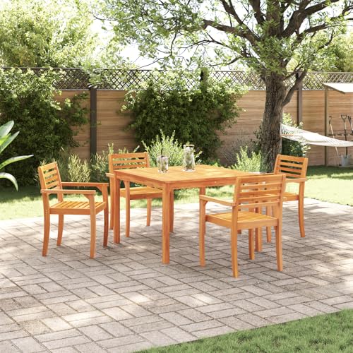 Youuihom Esszimmerset Outdoor Massivholz Akazie Quadratischer Gartentisch 110 x 110 cm mit 4 Stühlen Rustikales Design für Garten Terrasse Balkon Youuihom Esszimmerset Outdoor Massivholz Akazie Quadratischer Gartentisch 110 x 110 cm mit 4 Stühlen Rustikales Design für Garten Terrasse Balkon von Youuihom
