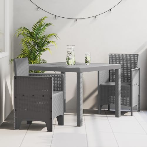 Youuihom Garten Essgruppe 3-TLG. Set Grau Rechteckiger Tisch mit 2 Stühlen aus Synthetischem Kunststoff Modernes Design & Wetterfest für Balkon Terrasse oder Garten Youuihom Garten Essgruppe 3-TLG. Set Grau Rechteckiger Tisch mit 2 Stühlen aus Synthetischem Kunststoff Modernes Design & Wetterfest für Balkon Terrasse oder Garten von Youuihom