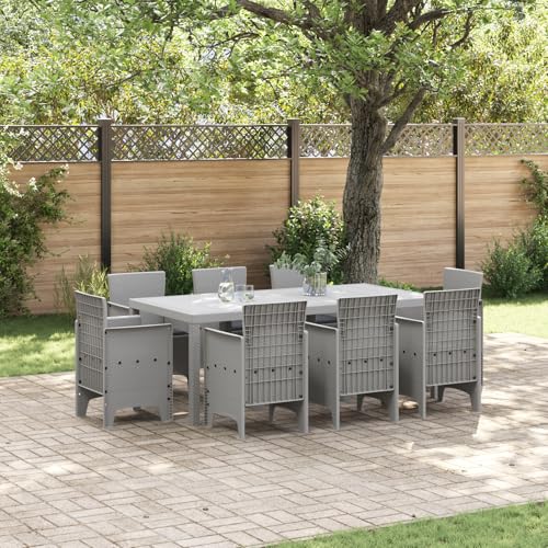 Youuihom Garten Essgruppe 9 teilig Hellgrau Poly Rattan Set mit Kissen Modernes Design für 8 Personen und pflegeleicht für Terrasse Balkon und Garten Youuihom Garten Essgruppe 9 teilig Hellgrau Poly Rattan Set mit Kissen Modernes Design für 8 Personen und pflegeleicht für Terrasse Balkon und Garten von Youuihom