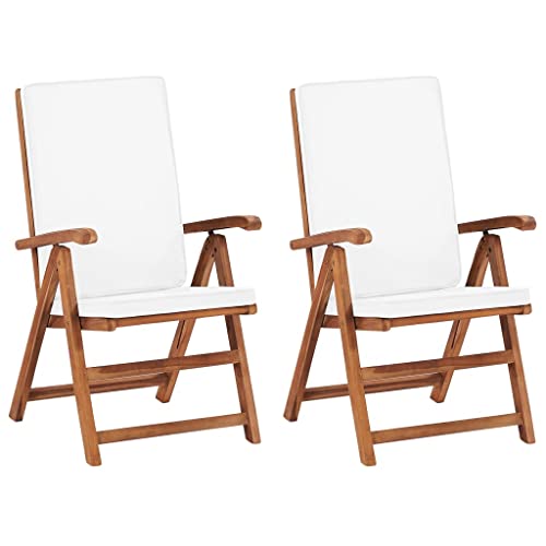 Youuihom Garten-Freizeitstuhl Lounge-Stuhl Stühle für draußen Garten-Liegestühle 2 STK. mit Auflagen Massivholz Teak Geeignet für Pool, Garten, Rasen, Outdoor, Bistro, Terrasse von Youuihom