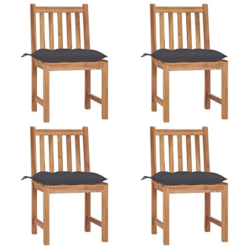 Youuihom Garten-Freizeitstuhl Stühle für den Rasen Regiestuhl Gartenstühle 4 STK. mit Kissen Massivholz Teak Geeignet für Rasen, Strand, Swimmingpool, Garten, Rasenflächen von Youuihom