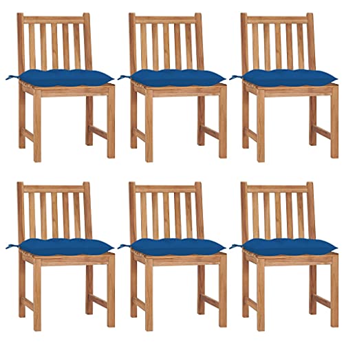 Youuihom Garten-Freizeitstuhl Stühle für den Rasen Regiestuhl Gartenstühle 6 STK. mit Kissen Massivholz Teak Geeignet für Rasen, Strand, Swimmingpool, Garten, Rasenflächen von Youuihom