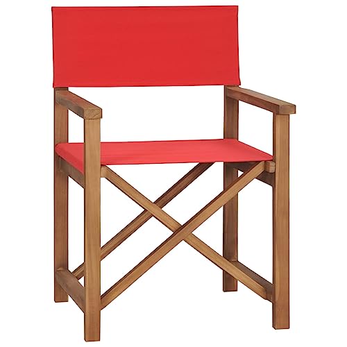 Youuihom Garten-Freizeitstuhl Stühle für den Rasen Regiestuhl Regiestuhl Massivholz Teak Rot Geeignet für Rasen, Strand, Swimmingpool, Garten, Rasenflächen von Youuihom
