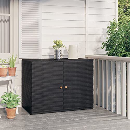 Youuihom Gartenschrank Schwarz 100x55,5x80 cm aus PE-Rattan Outdoor Aufbewahrung Robust Wetterfest für Garten Balkon Terrasse Youuihom Gartenschrank Schwarz 100x55,5x80 cm aus PE-Rattan Outdoor Aufbewahrung Robust Wetterfest für Garten Balkon Terrasse von Youuihom