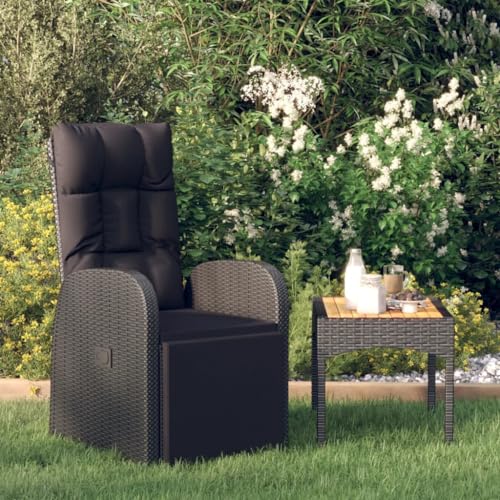 Youuihom Gartensessel Verstellbar mit Kissen Schwarz Poly Rattan Outdoor Stuhl Campingstuhl Strandstuhl Outdoor Sessel für Balkon Garten Strand Camping von Youuihom