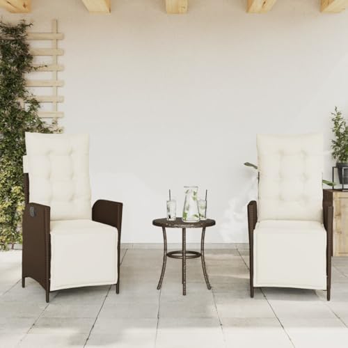 Youuihom Gartensessel mit Fußteil 2 STK. Verstellbar Braun Poly Rattan Relaxsessel Outdoor Gartenstühle Strandstuhl Loungesessel Outdoor für Balkon Camping Garten Strand von Youuihom