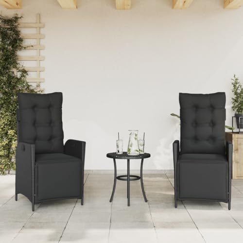 Youuihom Gartensessel mit Fußteil 2 STK. Verstellbar Schwarz Poly Rattan Relaxsessel Outdoor Gartenstühle Strandstuhl Loungesessel Outdoor für Balkon Camping Garten Strand von Youuihom