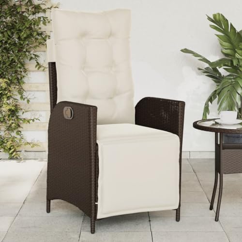 Youuihom Gartensessel mit Fußteil Verstellbar Braun Poly Rattan Relaxsessel Outdoor Gartenstühle Strandstuhl Loungesessel Outdoor für Balkon Camping Garten Strand von Youuihom