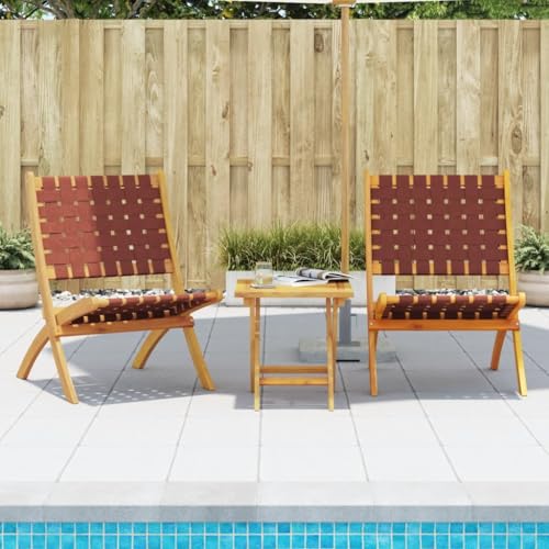 Youuihom Gartenstühle 2 STK. Klappbar Rot Massivholz Akazie & Stoff Balkonstühle Strandstuhl Loungesessel Outdoor Balkonstuhl für Garten Balkon Camping Strand von Youuihom