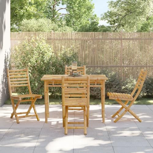 Youuihom Gartenstühle 4 STK. Klappbar 43x54x88 cm Bambus Outdoor Stuhl Gartenstuhl Strandstuhl Loungesessel Outdoor für Garten Strand Balkon Camping von Youuihom