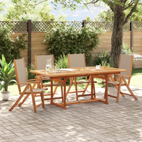 Youuihom Gartenstühle 4 STK. Klappbar Massivholz Akazie und Textilene Balkonstühle Gartenstuhl Loungesessel Outdoor Outdoor Sessel für Balkon Garten Camping Strand von Youuihom
